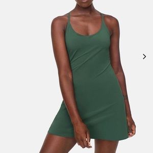 Outdoor voices exercise dress in forest green color